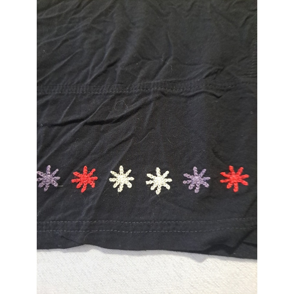 Anthropologie Tiny Black Floral Embroidered Cotton Short Sleeve Top XL RN104537 - Picture 6 of 8